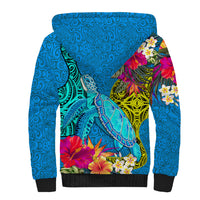 Polynesian Sherpa Hoodie The Turtle Jung Flower with Maori Pattern Ethnic Style LT03 - Polynesian Pride