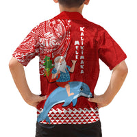 Hawaii Mele Kalikimaka Hawaiian Shirt Santa Riding The DolPhin Mix Kakau Pattern Red Style LT03 - Polynesian Pride