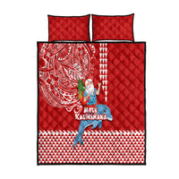 Hawaii Mele Kalikimaka Quilt Bed Set Santa Riding The DolPhin Mix Kakau Pattern Red Style LT03 Red - Polynesian Pride
