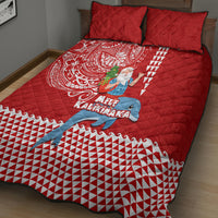 Hawaii Mele Kalikimaka Quilt Bed Set Santa Riding The DolPhin Mix Kakau Pattern Red Style LT03 - Polynesian Pride