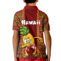 Hawaii Kid Polo Shirt Aloha Funny Pineapple Mix Kakau Hawaiian Tribal LT03 - Polynesian Pride