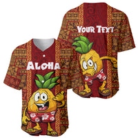 Custom Hawaii Baseball Jersey Aloha Funny Pineapple Mix Kakau Hawaiian Tribal LT03 - Polynesian Pride