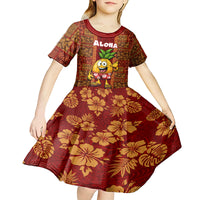 Custom Hawaii Kid Short Sleeve Dress Aloha Funny Pineapple Mix Kakau Hawaiian Tribal LT03 - Polynesian Pride