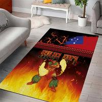 Samoan Siva Afi Area Rug Tribal Performers of Samoan Fire Knife Dancing LT03 - Polynesian Pride