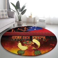 Samoan Siva Afi Round Carpet Tribal Performers of Samoan Fire Knife Dancing LT03 - Polynesian Pride