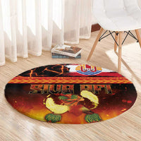 Tahitian Siva Afi Round Carpet Tribal Performers of Tahitian Fire Knife Dancing LT03 - Polynesian Pride