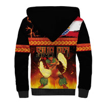 Tahitian Siva Afi Sherpa Hoodie Tribal Performers of Tahitian Fire Knife Dancing