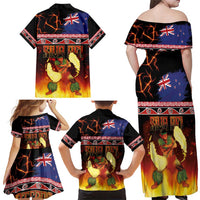 Aotearoa Siva Afi Family Matching Off Shoulder Maxi Dress and Hawaiian Shirt Tribal Performers of Aotearoa Fire Knife Dancing