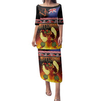 Aotearoa Siva Afi Family Matching Puletasi and Hawaiian Shirt Tribal Performers of Aotearoa Fire Knife Dancing