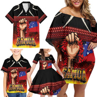 Personalised Samoan Spirit - Samoa Tribal Heritage Family Matching Off Shoulder Short Dress and Hawaiian Shirt