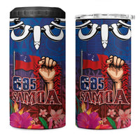Proud of Samoa 685 4 in 1 Can Cooler Tumbler Ula Nifo and Hibiscus Tapa Tribal Pattern