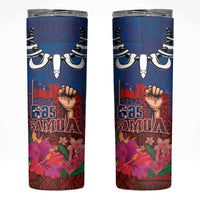 Proud of Samoa 685 Skinny Tumbler Ula Nifo and Hibiscus Tapa Tribal Pattern