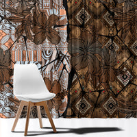Fiji Masi Tapa Tribal Window Curtain Old Hibiscus Vintage Style LT03 - Polynesian Pride