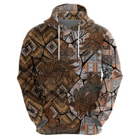 Fiji Masi Tapa Tribal Zip Hoodie Old Hibiscus Vintage Style LT03 - Polynesian Pride