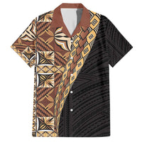 Samoan Siapo Family Matching Short Sleeve Bodycon Dress and Hawaiian Shirt Tatau Pattern Half Style Retro Mode LT03