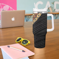 Samoan Siapo Tumbler With Handle Tatau Pattern Half Style Retro Mode