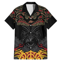 Custom New Zealand Rugby Family Matching Mermaid Dress and Hawaiian Shirt Black Fern Maori Tribal Pattern LT03 Dad's Shirt - Short Sleeve Black - Polynesian Pride
