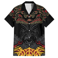 Custom New Zealand Rugby Family Matching Off Shoulder Short Dress and Hawaiian Shirt Black Fern Maori Tribal Pattern LT03 Dad's Shirt - Short Sleeve Black - Polynesian Pride