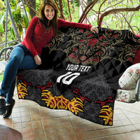 Custom New Zealand Rugby Quilt Black Fern Maori Tribal Pattern