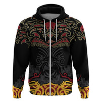 Custom New Zealand Rugby Zip Hoodie Black Fern Maori Tribal Pattern LT03 Zip Hoodie Black - Polynesian Pride