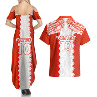 Custom Tonga Rugby Couples Matching Summer Maxi Dress and Hawaiian Shirt Ikale Tahi Ngatu Tribal Pattern LT03 - Polynesian Pride