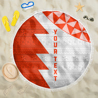 Custom Tonga Rugby Beach Blanket Ikale Tahi Ngatu Tribal Pattern Half Style