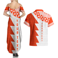 Custom Tonga Rugby Couples Matching Summer Maxi Dress and Hawaiian Shirt Ikale Tahi Ngatu Tribal Pattern Half Style LT03 - Polynesian Pride