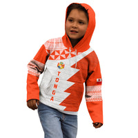 Custom Tonga Rugby Kid Hoodie Ikale Tahi Ngatu Tribal Pattern Half Style LT03
