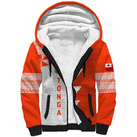 Custom Tonga Rugby Sherpa Hoodie Ikale Tahi Ngatu Tribal Pattern Half Style LT03 Unisex Orange - Polynesian Pride