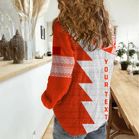 Custom Tonga Rugby Women Casual Shirt Ikale Tahi Ngatu Tribal Pattern Half Style LT03