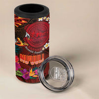 American Samoa Manulele Tausala Nu'uuli 4 in 1 Can Cooler Tumbler Tatau Art Pattern with Tropical Plants