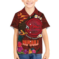 American Samoa Manulele Tausala Nu'uuli Hawaiian Shirt Tatau Art Pattern with Tropical Plants