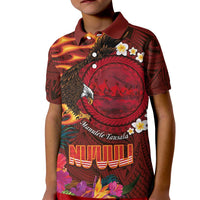 American Samoa Manulele Tausala Nu'uuli Kid Polo Shirt Tatau Art Pattern with Tropical Plants