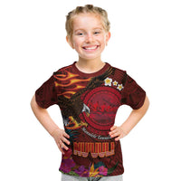 American Samoa Manulele Tausala Nu'uuli Kid T Shirt Tatau Art Pattern with Tropical Plants