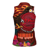 American Samoa Manulele Tausala Nu'uuli Women Sleeveless Polo Shirt Tatau Art Pattern with Tropical Plants