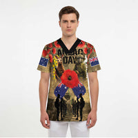 Australia and New Zealand ANZAC Day Scrub Top Kangaroo and Kiwi Bird Soldier-Honor and Remember Vintage Style - Polynesian Pride