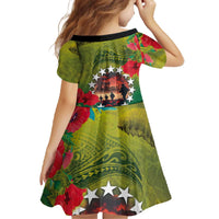 Cook Islands ANDAC Day Family Matching Off The Shoulder Long Sleeve Dress and Hawaiian Shirt Honor and Remember Soliders-Forever in My Thoughts Grunge Style