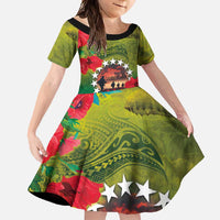 Cook Islands ANDAC Day Family Matching Off Shoulder Maxi Dress and Hawaiian Shirt Honor and Remember Soliders-Forever in My Thoughts Grunge Style