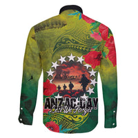 Cook Islands ANDAC Day Family Matching Off Shoulder Short Dress and Hawaiian Shirt Honor and Remember Soliders-Forever in My Thoughts Grunge Style