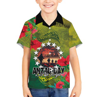 Cook Islands ANDAC Day Family Matching Off Shoulder Short Dress and Hawaiian Shirt Honor and Remember Soliders-Forever in My Thoughts Grunge Style