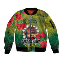 Cook Islands ANDAC Day Sleeve Zip Bomber Jacket Honor and Remember Soliders-Forever in My Thoughts Grunge Style
