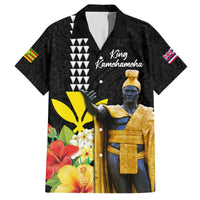 Hawaii King Kamehameha Day Hawaiian Shirt Kanaka Maoli Hibiscus Flower and Kakau Pattern LT03 Black - Polynesian Pride