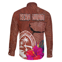 Chamorro Biba Guam Family Matching Tank Maxi Dress and Hawaiian Shirt Latte Stone Tribal and Hibiscus Flower Tapa Pattern