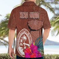 Chamorro Biba Guam Hawaiian Shirt Latte Stone Tribal and Hibiscus Flower Tapa Pattern LT03 - Polynesian Pride