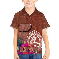 Chamorro Biba Guam Hawaiian Shirt Latte Stone Tribal and Hibiscus Flower Tapa Pattern LT03 - Polynesian Pride