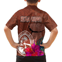 Chamorro Biba Guam Hawaiian Shirt Latte Stone Tribal and Hibiscus Flower Tapa Pattern LT03 - Polynesian Pride