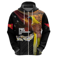Papua New Guinea Remembrance Day Hoodie Bird of Paradise Plumeria Flower and Polynesian Pattern LT03 - Polynesian Pride