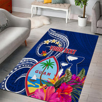 Personalised Guam Liberation Area Rug Latte Stone and Guahan Seal Jungle Flower