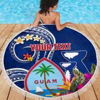 Personalised Guam Liberation Beach Blanket Latte Stone and Guahan Seal Jungle Flower