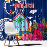 Personalised Guam Liberation Window Curtain Latte Stone and Guahan Seal Jungle Flower